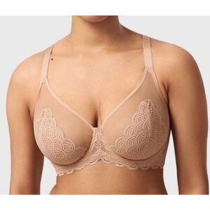 HSIA 34G nude Mermaid Scales Lace Underwire Bra lingerie sexy sheer